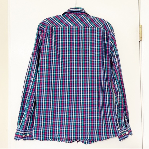Thomas Pink Casual Multicolored Check Gingham Button Down Shirt Size Small S - Picture 5 of 6